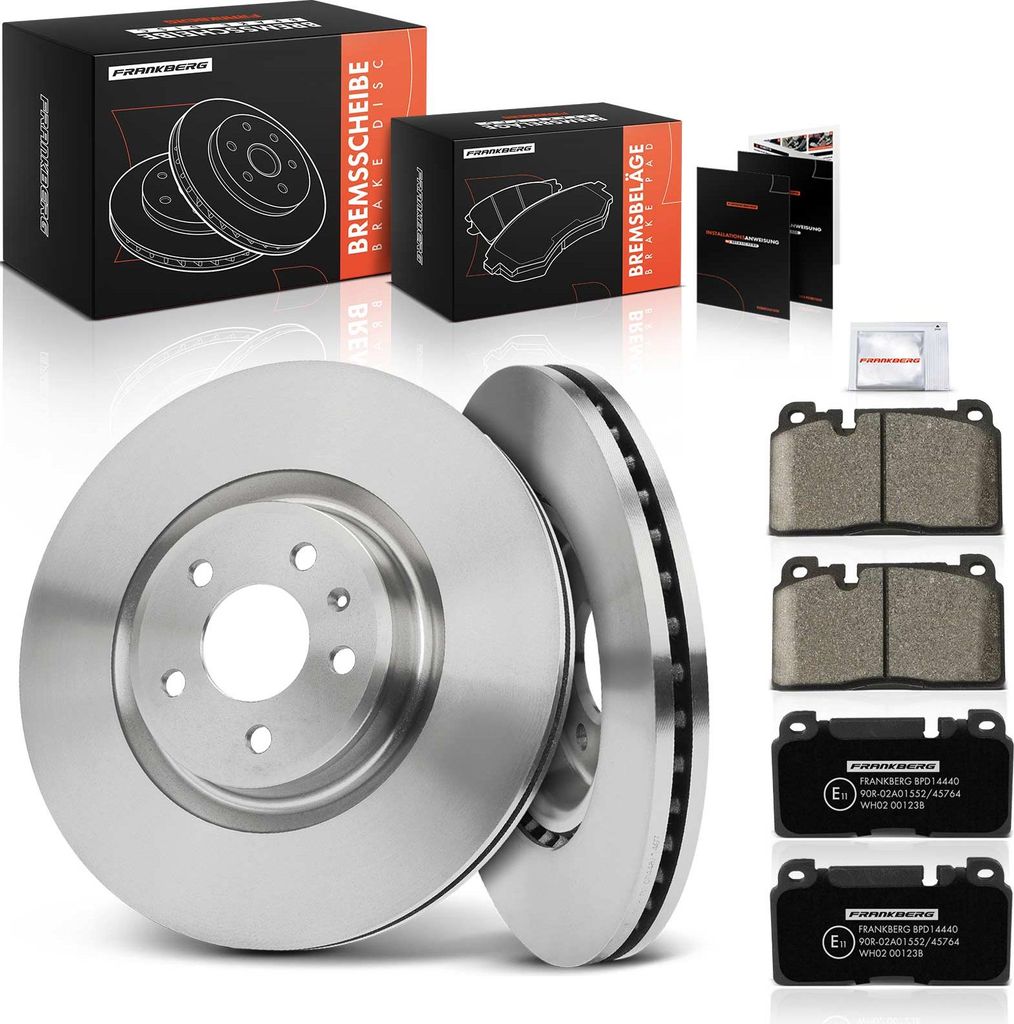 Frankberg 2x Bremsscheiben 4x Bremsbeläge Vorderachse für Audi A6 4G2 4GC 4G5 4GD A7 4GA 4GF