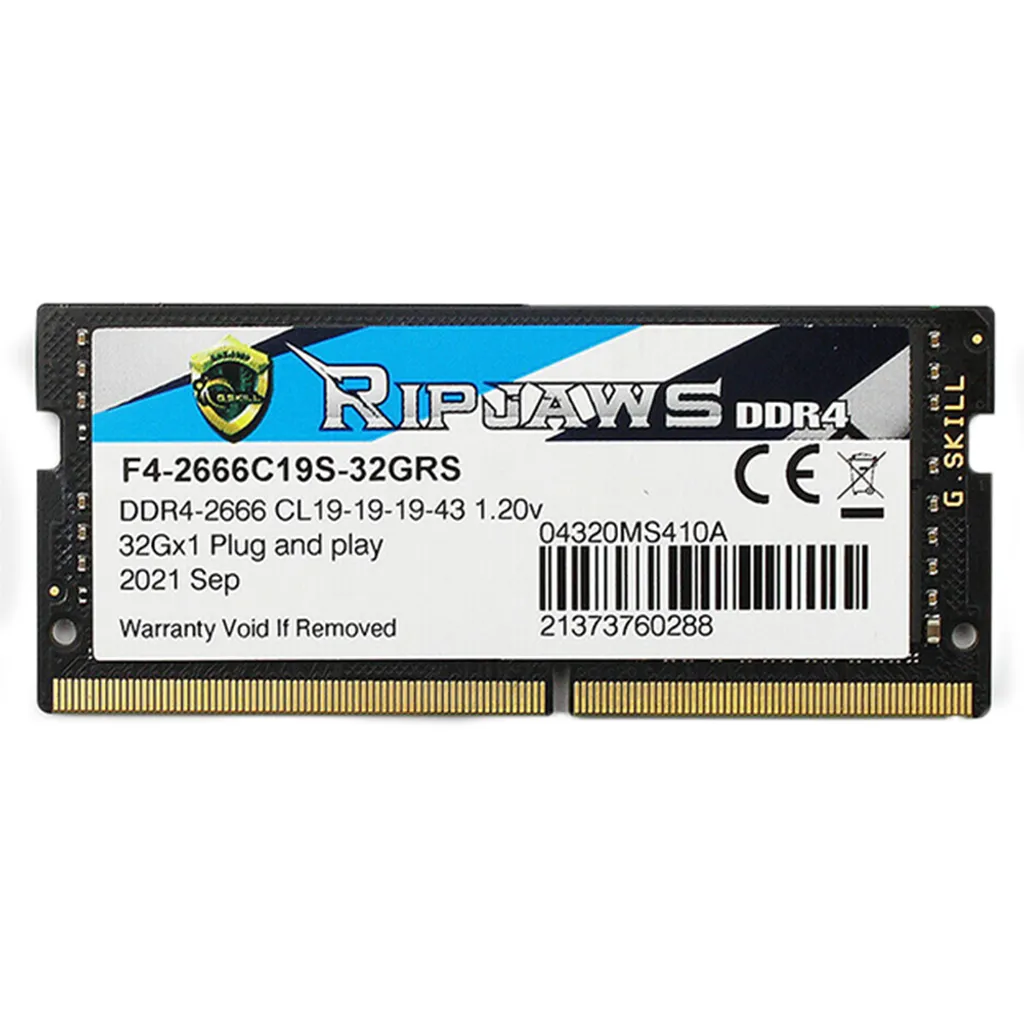 Mémoire 32 Go DDR4 G.Skill Ripjaws : Améliorez le Multitâche de votre PC
