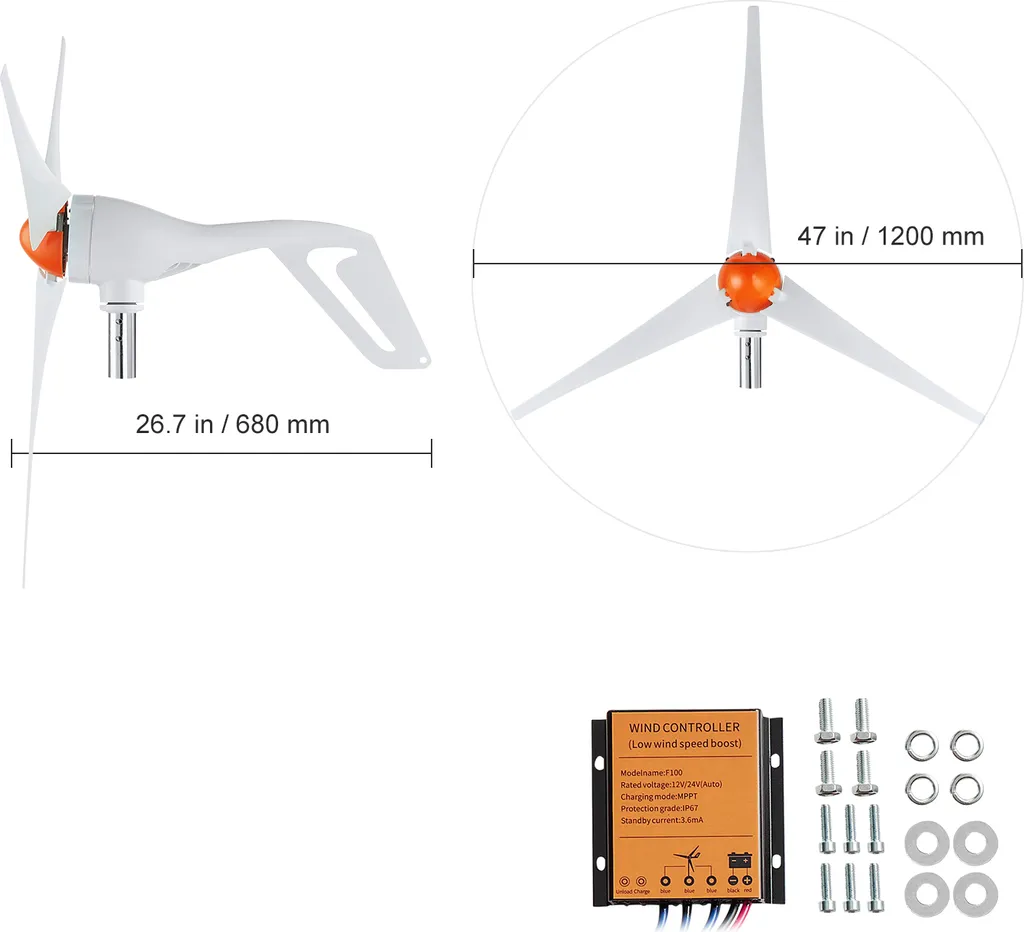 Solution Énergie Renouvelable 500W 12V - Éolienne avec Régulateur MPPT - 8