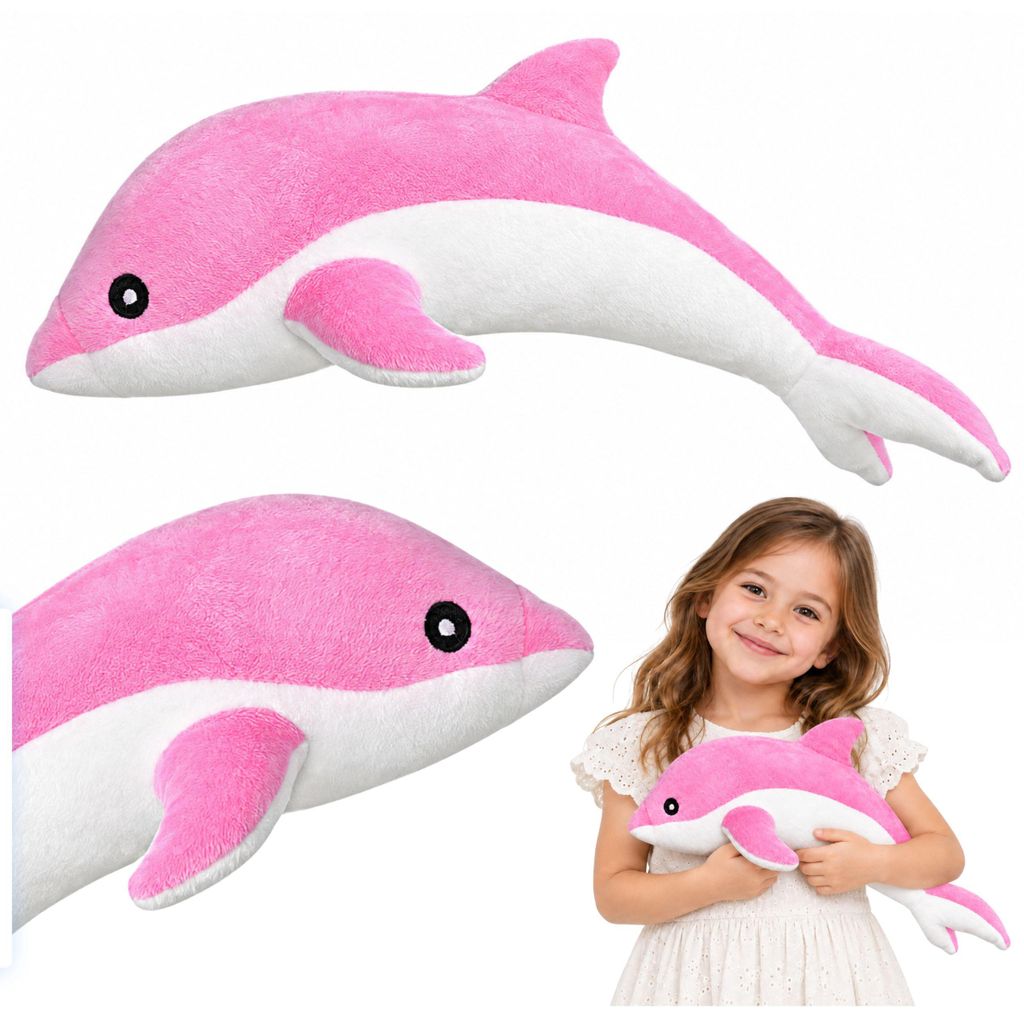 Mascotte di peluche delfino rosa 70 cm Immagine del prodotto 