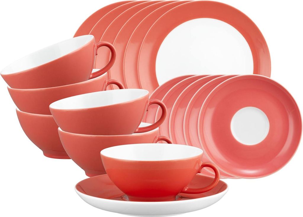 Seltmann Weiden Liberty Pure Colors Teeservice 18-teilig - Flamingo Red