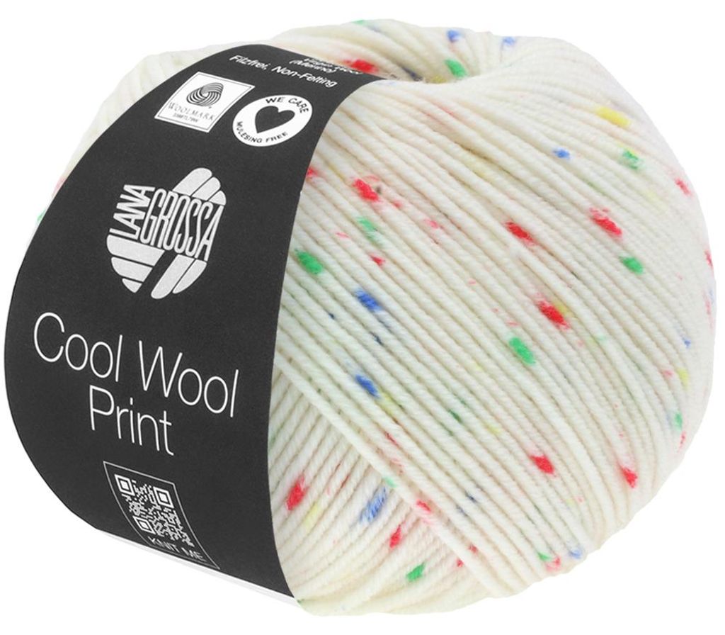 Lana Grossa - Cool Wool Print Punto 0801 weiß rot grün blau Produktbild 