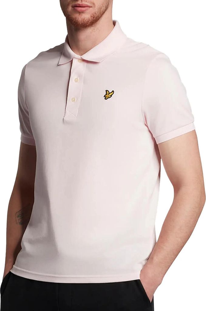 Lyle & Scott Polo Slim Fit hellrosa einfarbig Baumwolle