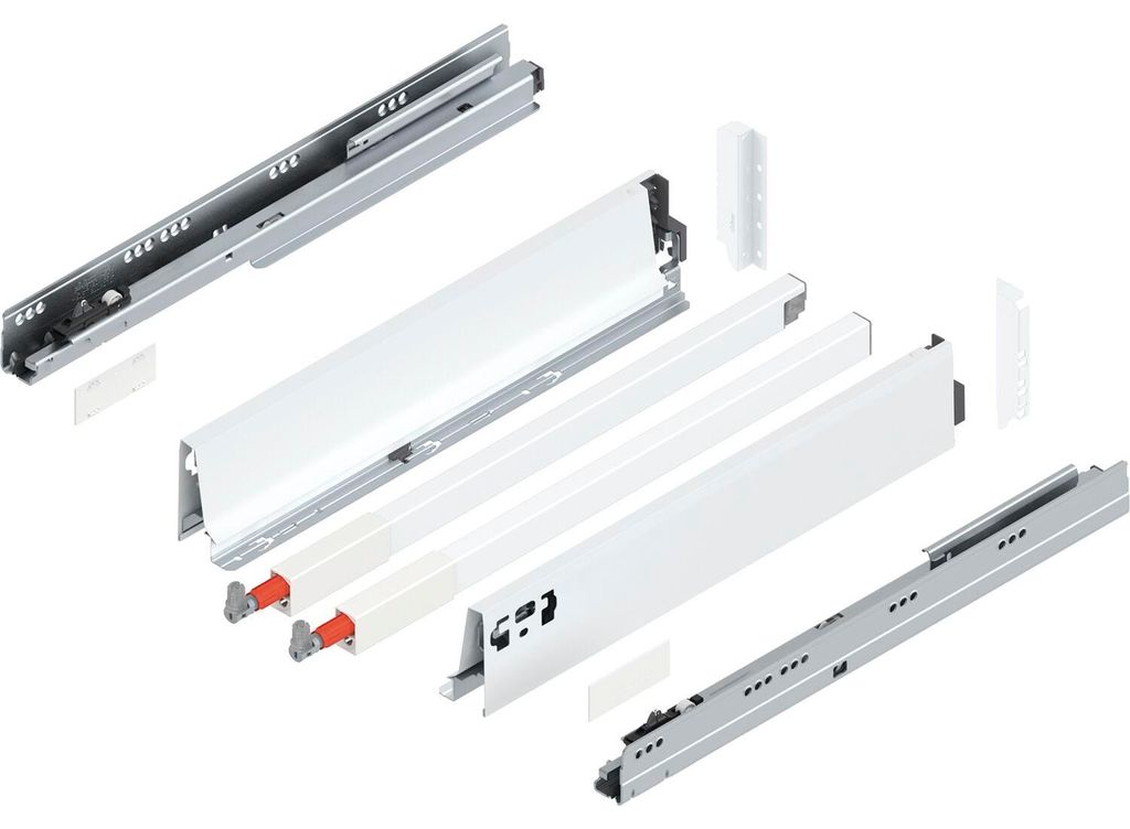 Blum Tandembox antaro C-Reling Schubladenschienen-Set | 1 Paar, 65kg 450mm | Vollauszug Blumotion, seidenweiß