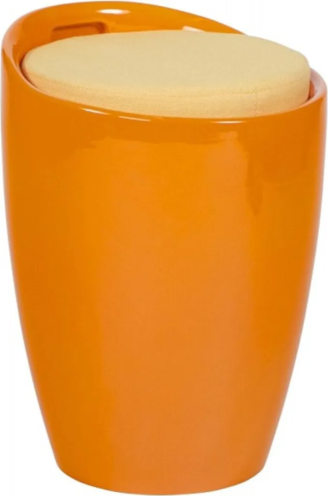 Casa Padrino Tabouret Orange Rembourré avec Coffre de Rangement Intégré