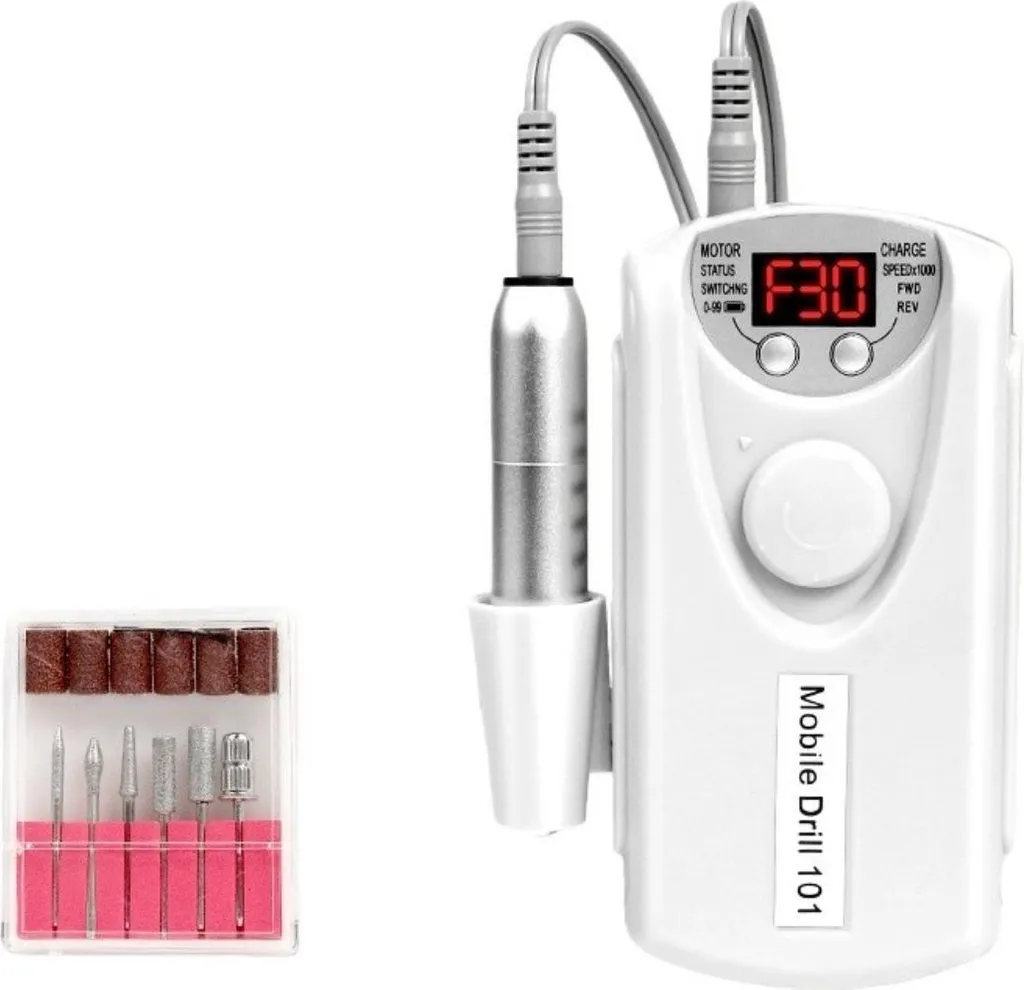 Ponceuse à Ongles Électrique sans Fil avec Accessoires de Polissage Blanc