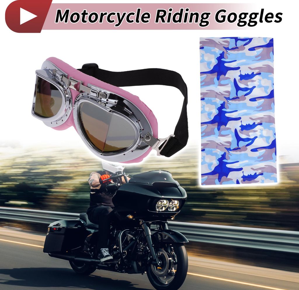 1 Satz Motorrad Fahrbrille Klappbar PC PolyurethanSchaumstoff Outdoor Sport Sonnenbrille Für Motocross Dirt Bike ATV Mehrfarbige Linse Rosa Silber...