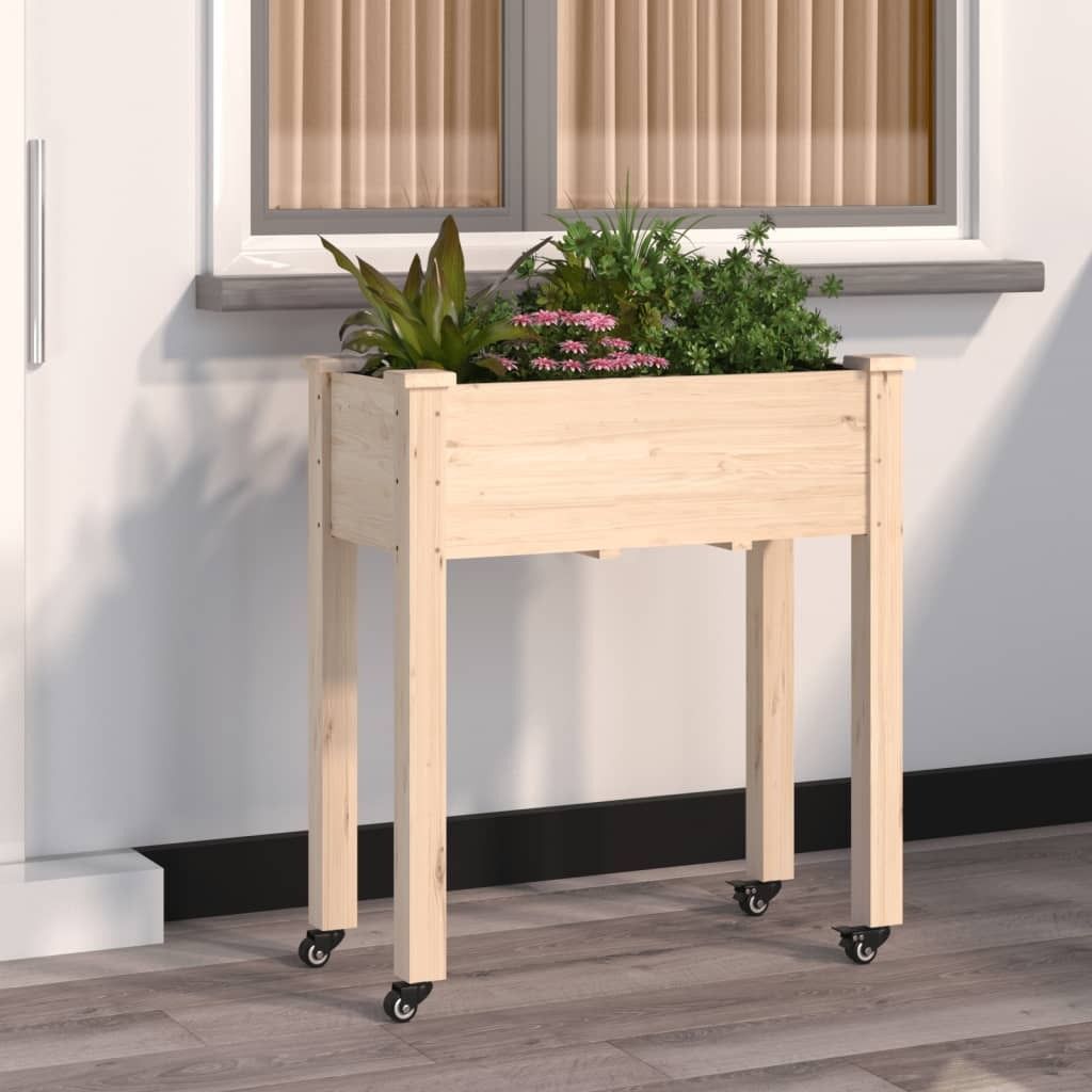CLORIS Pflanzkübel mit Einsatz und Rollen 71x37x80 cm Massivholz Tanne - Beete LL0000207242