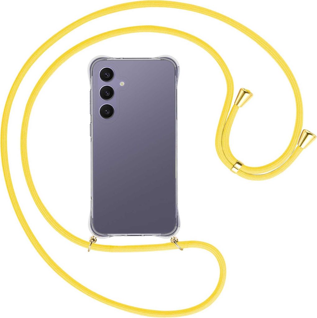 Handykette Backcover-Schutzhülle mit Band (Metall goldfarben) für Samsung Galaxy S24 FE 5G - gelb
