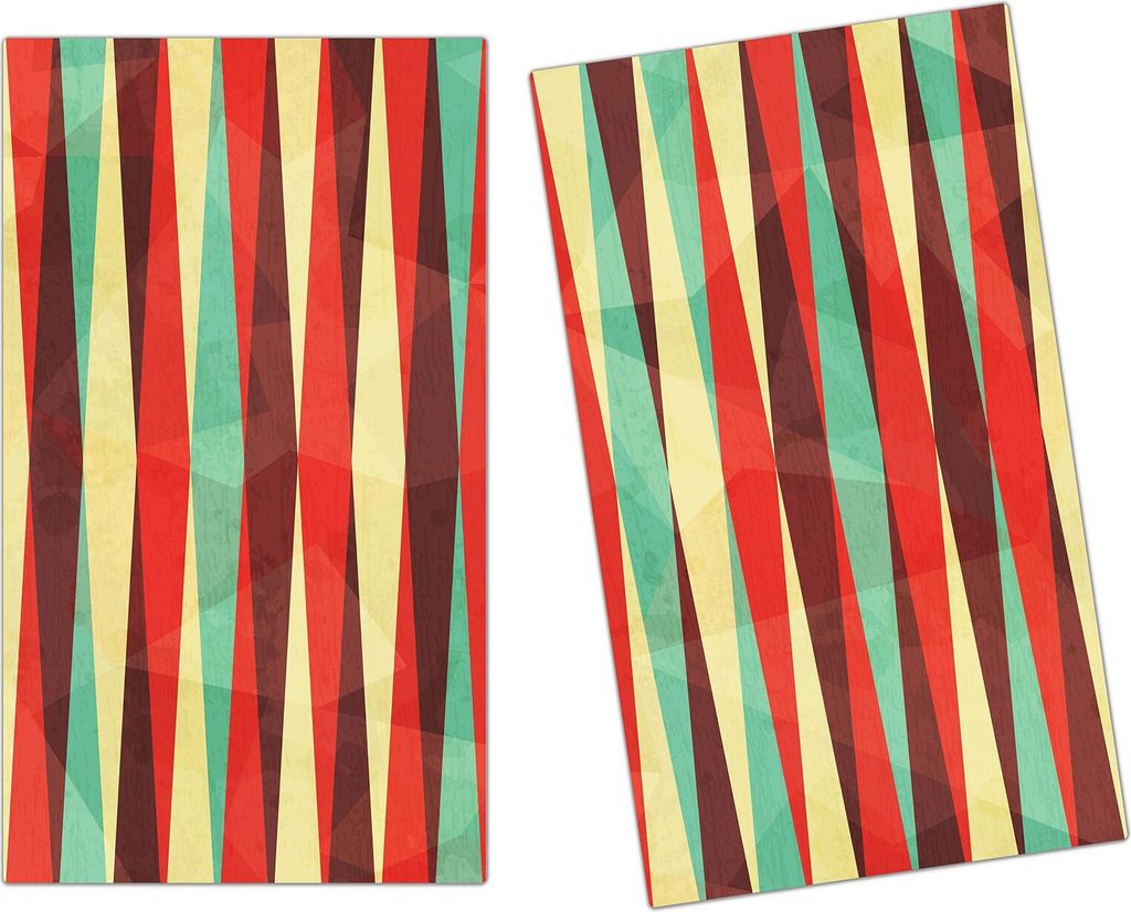 Spritzschutz Herdabdeckplatte Schneidebrett aus Glas Vintage Rhombus 2-Teilig (60x52cm)