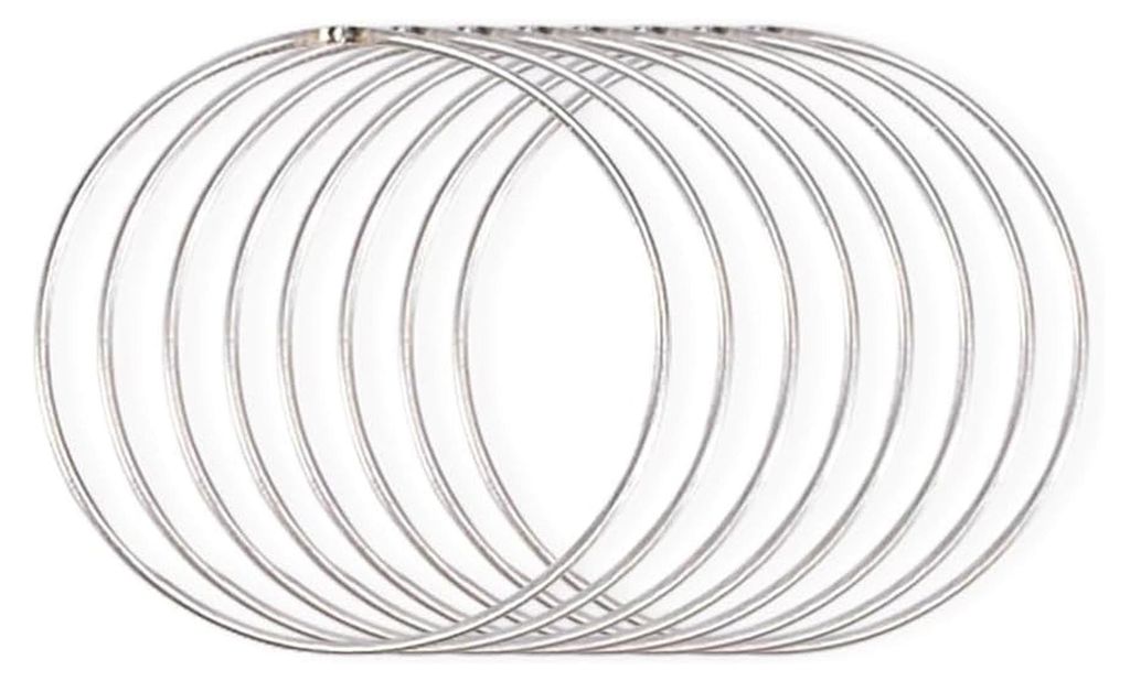 Metallringe Ø 10 cm x 3 mm, 8 Stück, Drahtkreis in Silber für Trockenblumenkränze, Makramee, Traumfänger, Mobile und Wanddeko