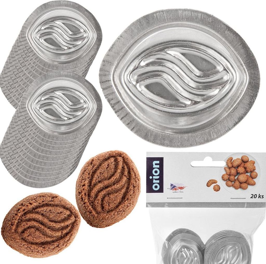 Orion | Keksform Set - 20 Stück - Aus Stahl - Die Form der Nuss - für Keks und Lebkuchen - 4,5x4x2 cm