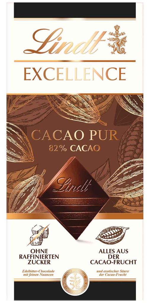 Lindt Excellence 82% Cacao Pur Edelbitter Tafel 50g Produktbild 