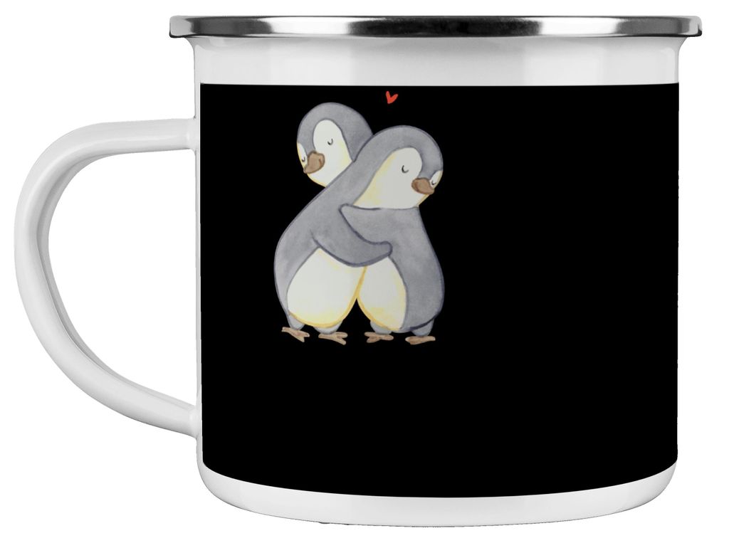 Mr. & Mrs. Panda Teetasse Eheversprechen für immer - Schwarz - Geschenk, Emaille Tasse, Zusammengehörigkeit, Engagement, personalisiertes, becher...