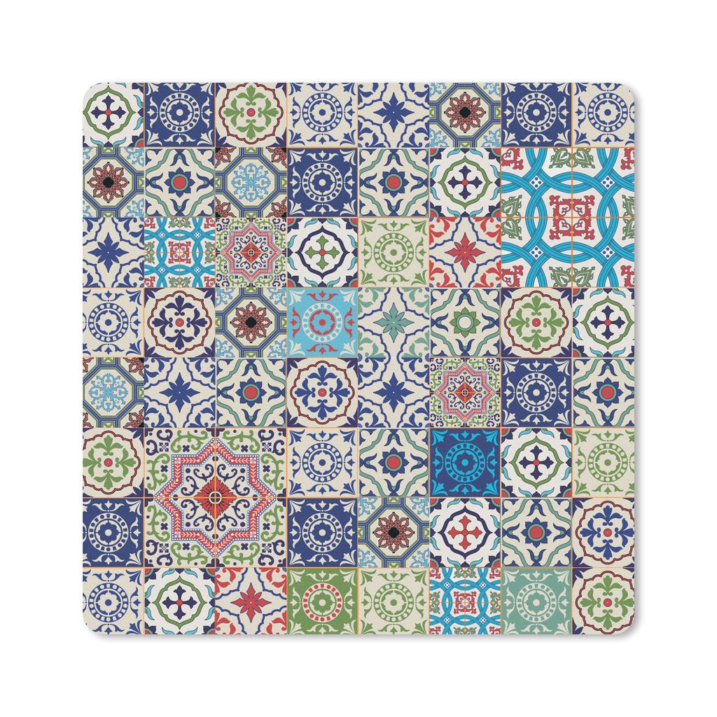 MuchoWow Mauspad Mousepad Blumen - Muster - Grün - Blau 30x30 cm - Mousepads - Maus Mat - Pad - Mausunterlage - Gaming