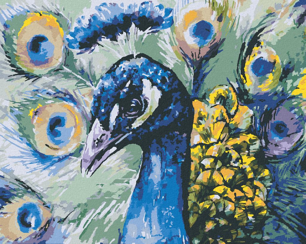 Zuty - Malen nach Zahlen - PFAU, 40x50 cm, ohne Keilrahmen Produktbild 