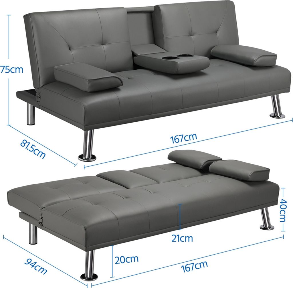 Yaheetech 3er-Sofa Schlafsofa Couch mit Tassenhalter Produktbild 5