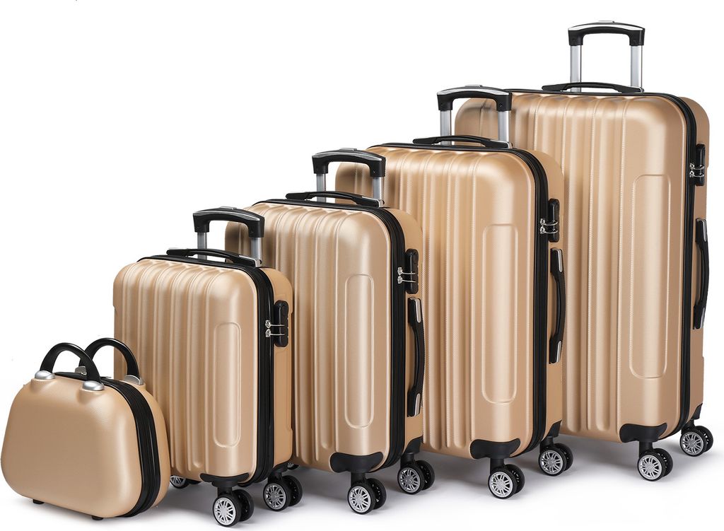 FCH 5er Koffer Set Hartschalenkoffer Koffer Trolley Reisekoffer Kofferset xl mit Bordgepäck als Handgepäck Suitcase 5 teilig Rollkoffer,Kosmeti...