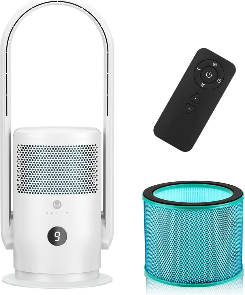 Ventilateur Purificateur d'Air ULTTY Blanc 80 cm sans Pales 3 Modes