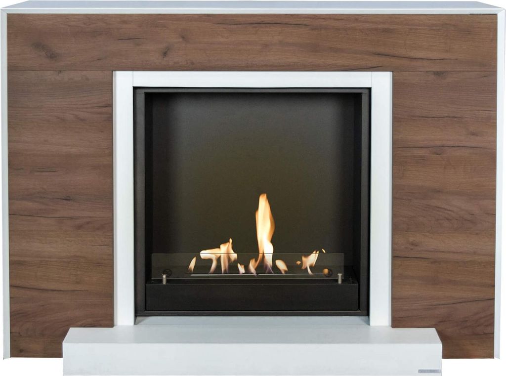 Xaralyn Ethanol-Kamin - Marvik - Holzoptik - 3 KW Heizung - Kaminsims inklusive Einbaukamin - Dekokamin - echte Flammen
