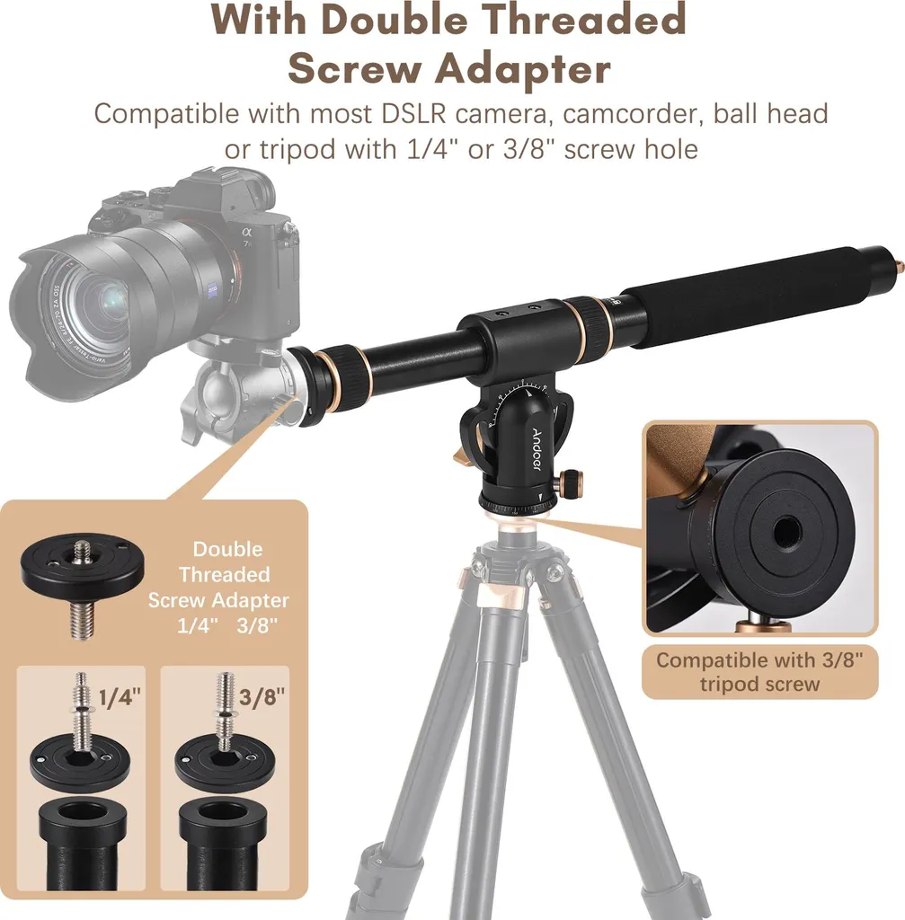 Rallonge de Trépied Amovible 106cm pour Macro et Vidéo Professionnelle