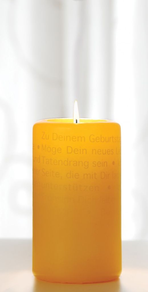 Bulla Wortlicht Kerze, Geburtstagswünsche, Hellgelb Produktbild 