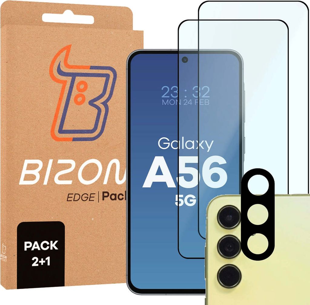 Bizon Edge 2 Pack 2x gehärtetes Glas + 1x Linsenschutz Produktbild 