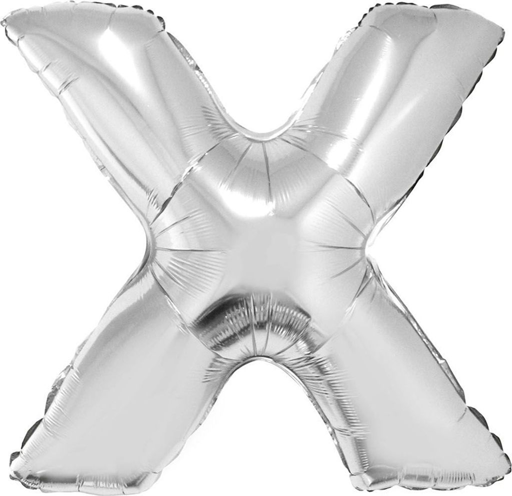 XXL Buchstaben Folienballon 100 cm - Silber Buchstabe X
