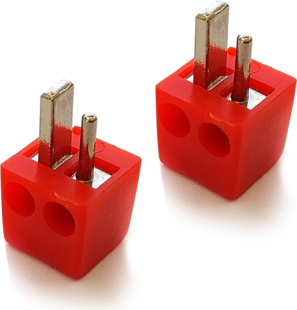 2x Lautsprecherstecker Mini DIN gewinkelt Rot schraubbar KFZ Audio Boxen Stecker