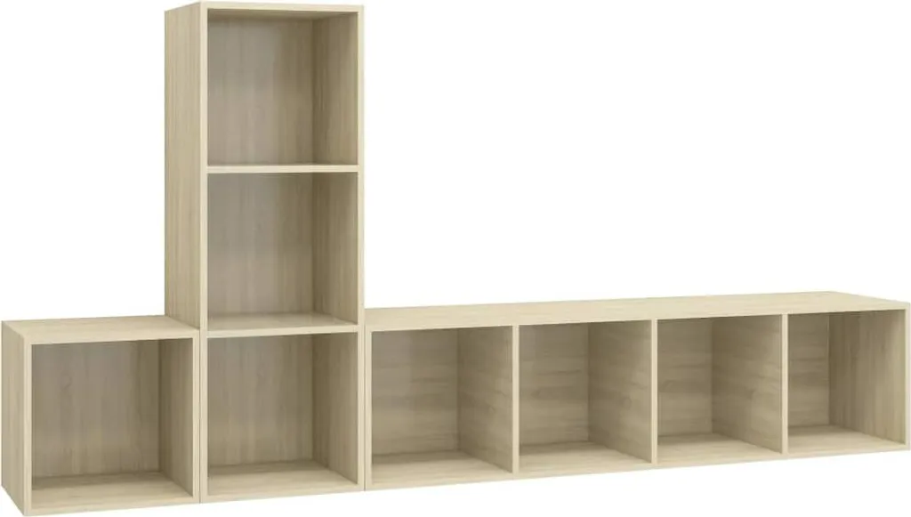 vidaXL Set di mobili TV a 3 pezzi in legno di quercia Sonoma