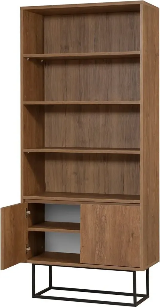 Bibliothèque Rea noyer anti-encombrement 182 cm pour optimiser l'espace