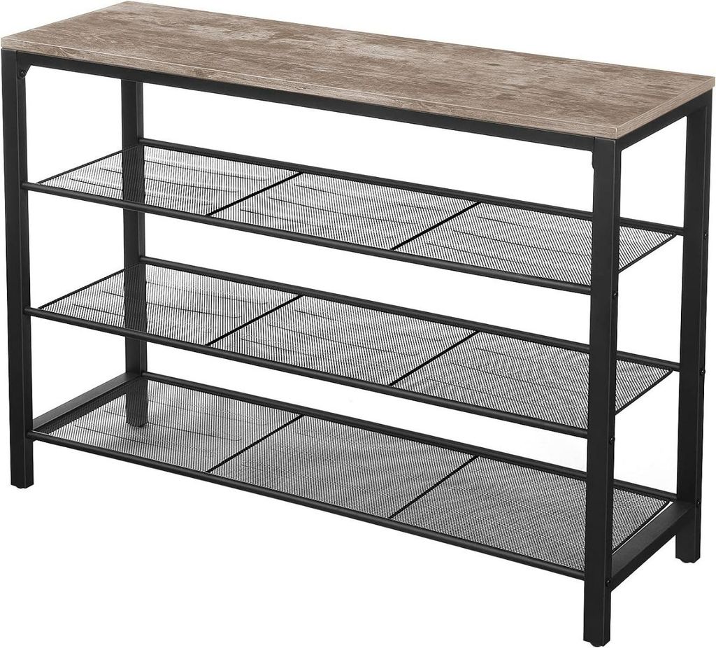 Hoppa! Vintage Metalen Schoenenrek | Bruin/Zwart - 90 x 31 x 73 cm
