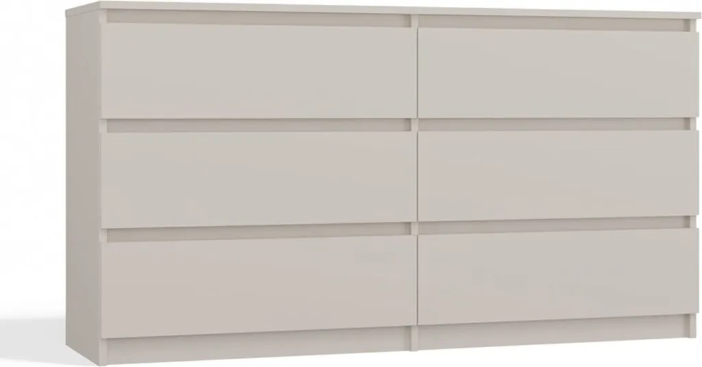 Commode 6 Tiroirs Malwa 138 cm Greige - Grand Meuble de Rangement Bas