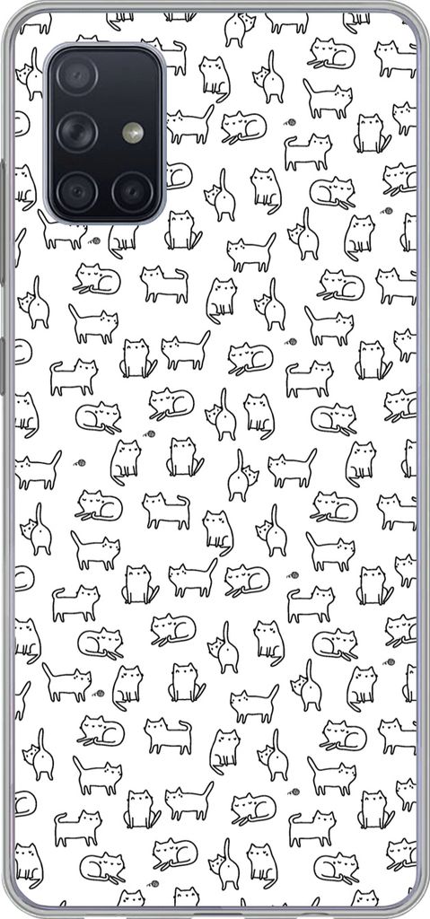 MuchoWow Handyhülle Schutzhülle Hülle für Telefoonhoesje Samsung Galaxy A71 Mädchen - Katze - Muster - Mädchen - Kinder - Kinder Silikon So...