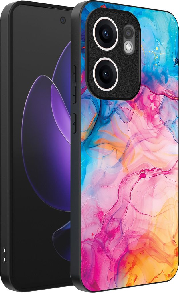 Smartphonica Telefon Fall geeignet für Oppo Reno 13F mit Regenbogen Acryl Marmor Print - TPU Backcover Fall Regenbogen Acryl Marmor Design