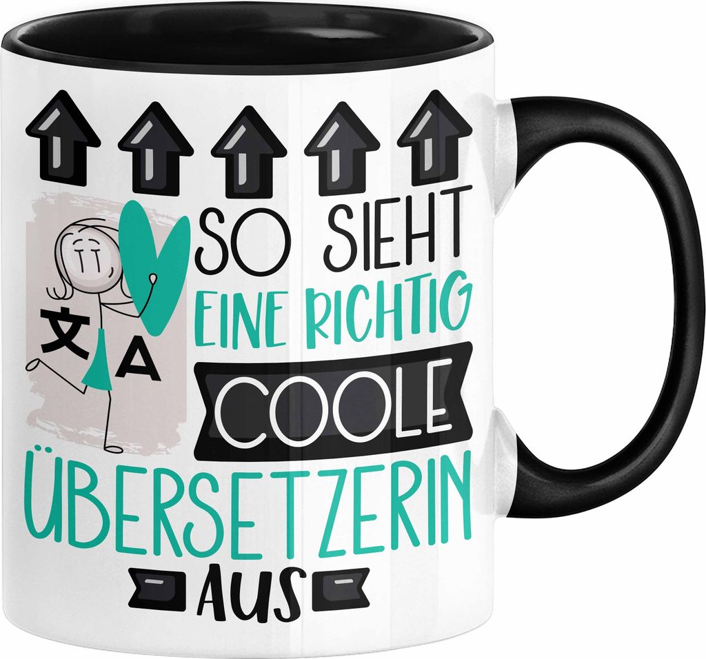 Übersetzerin Geschenk Tasse Geschenkidee für Übersetzerin Geburtstag Weihnachten Spruch So Sieht Eine Richtig Coole Übersetzerin Aus Kaffee-Bec...