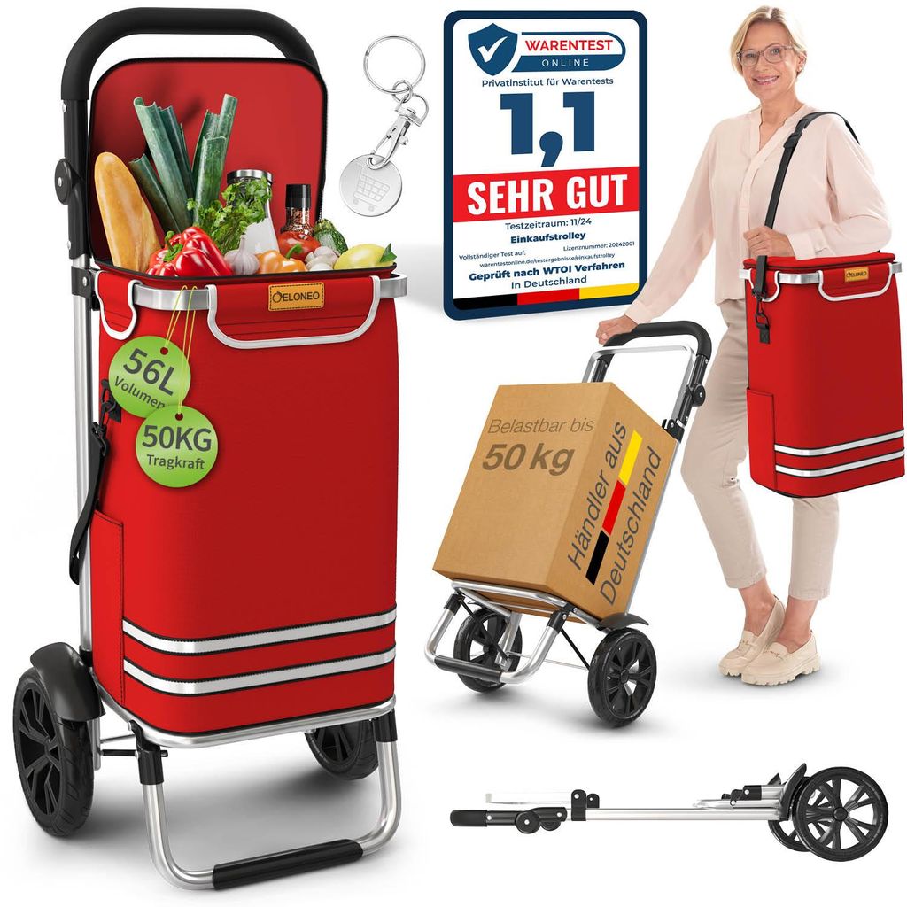 ELONEO Einkaufstrolley klappbar, Einkaufswagen mit Produktbild 