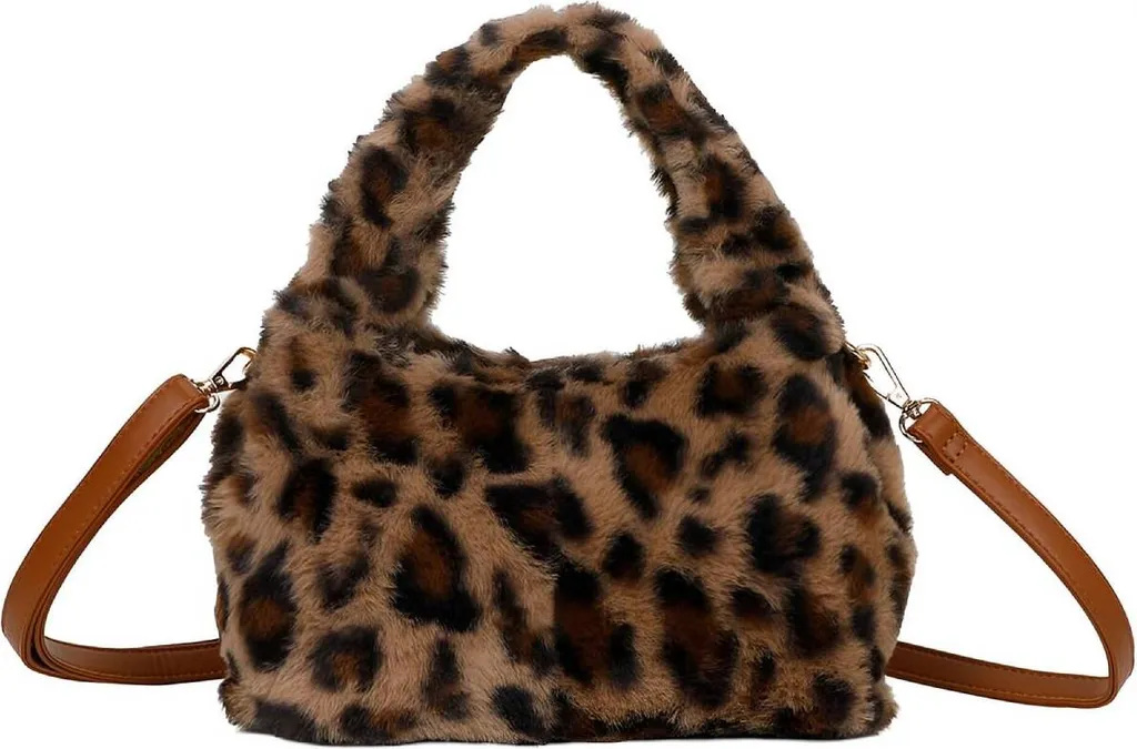 Borsa Gallantry Cammello con Tracolla in Pelliccia | Shopper Elegante