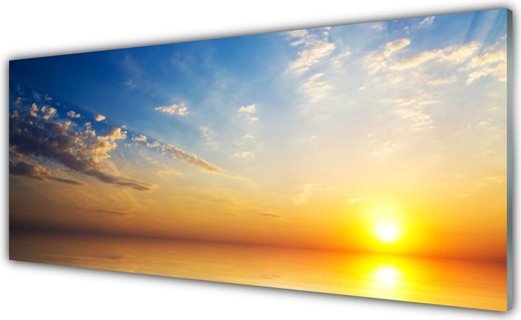Acrylglasbilder 125x50 Wandbild Druck Sonnenaufgang Meer Wolken Landschaft