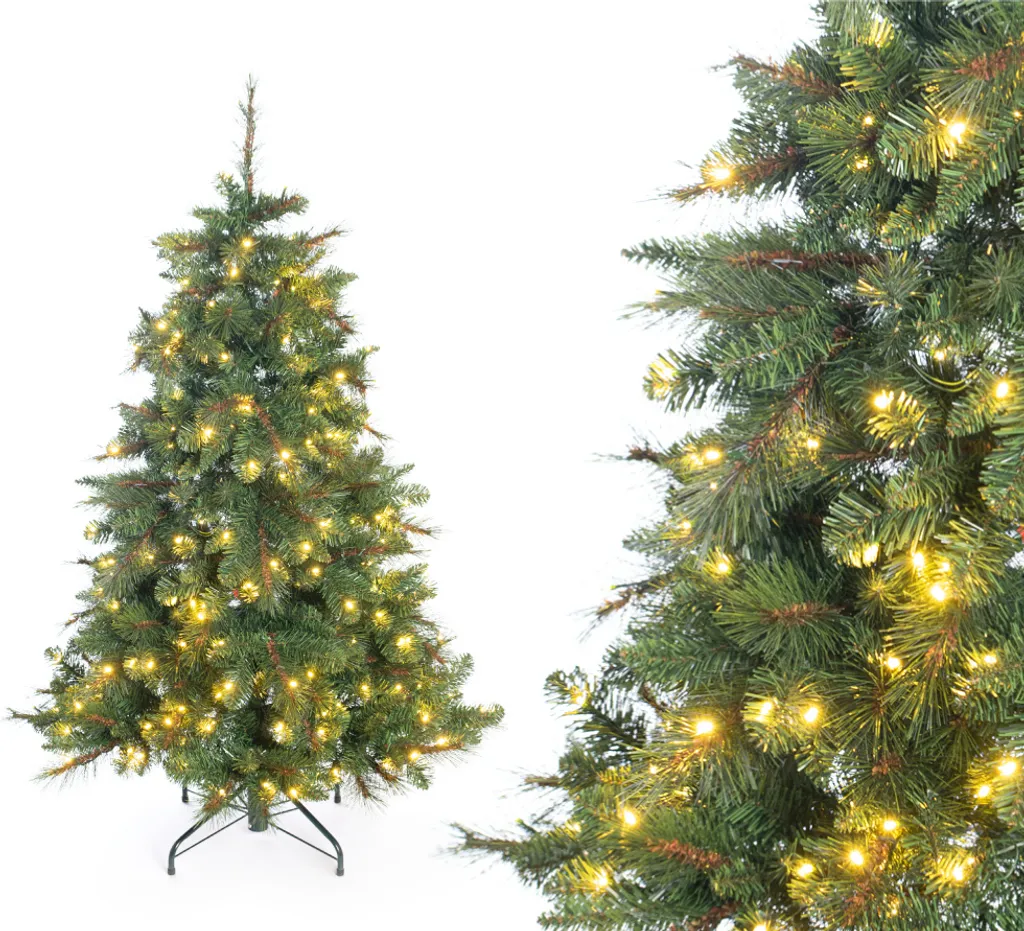 Sapin Artificiel 180 cm avec LED : Décoration de Noël sans Perte d'Aiguilles