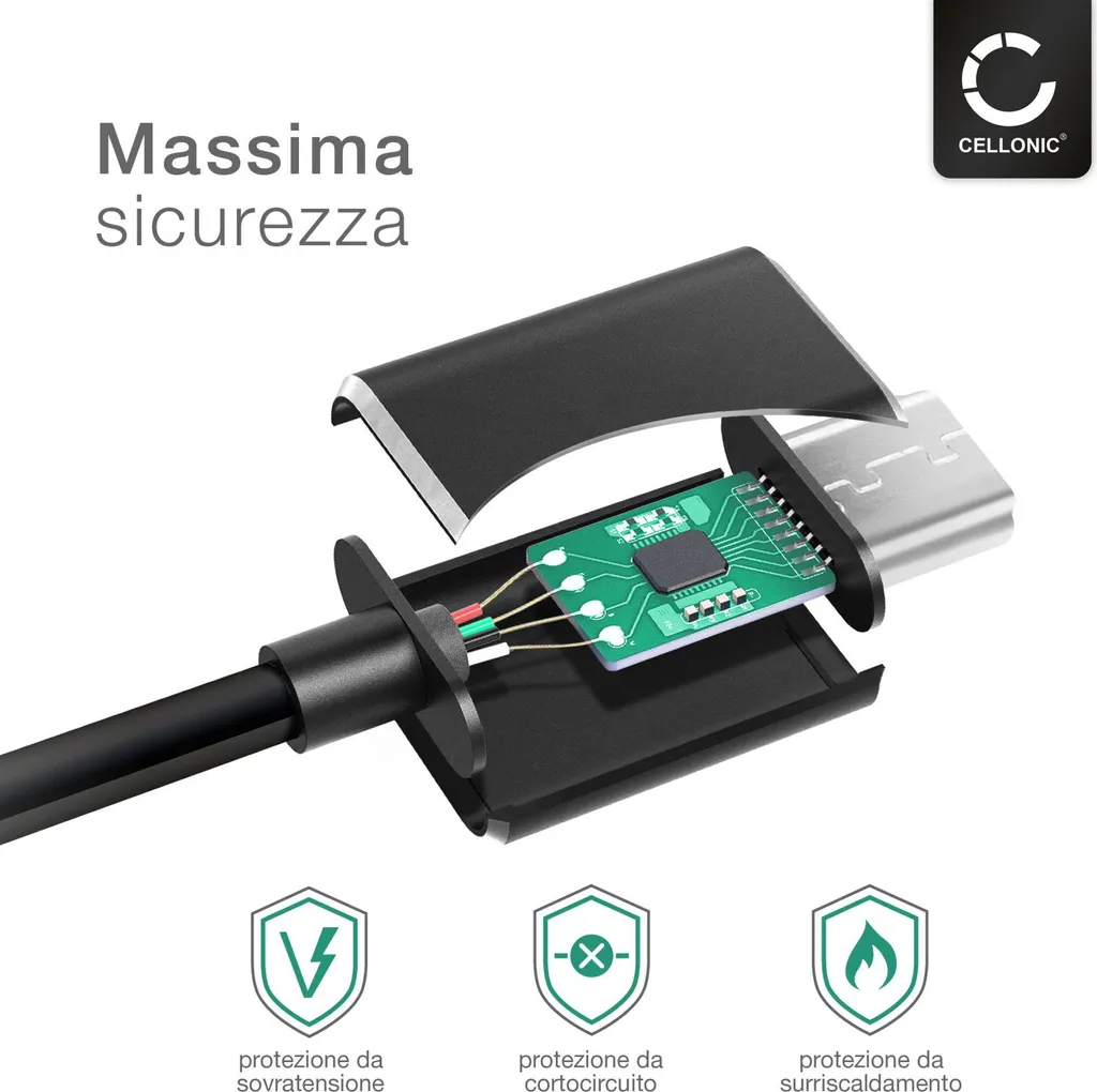 Cavetto Ricarica JBL Rapido Micro USB 2A CELLONIC 1m Nero Alta Qualità - 3