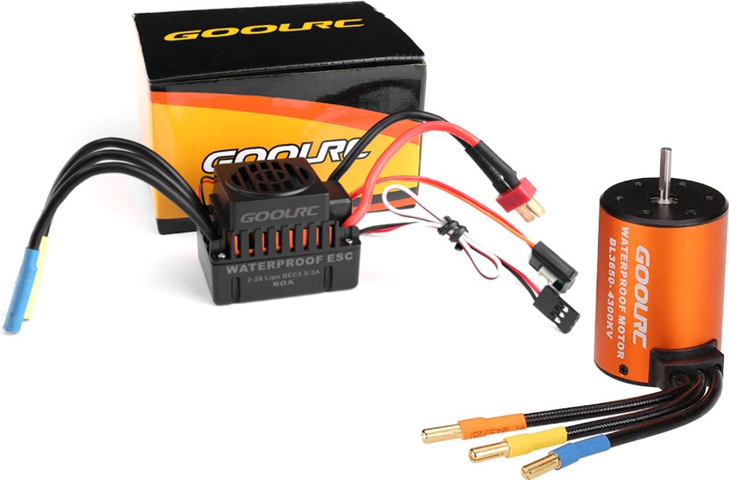 GoolRC Upgrade-Wasserdichte 3650 4300KV Brushless Motor mit 60A ESC Combo Set fuer 1/10 RC Auto-LKW