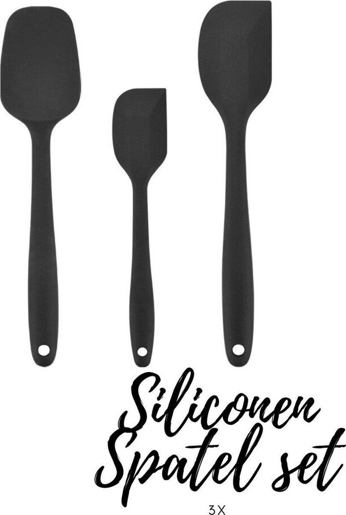 Jumadas Silikonspatel-Set 3 – Schnelles und einfaches Kochen mit 3 Spateln unterschiedlicher Größe – BPA-frei – Schwarz