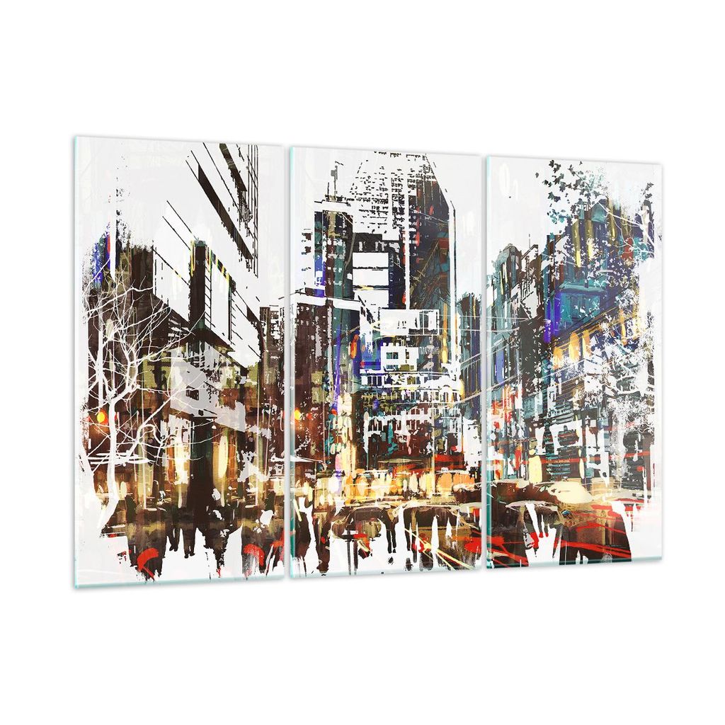 Bilder auf glas - Stadt Straße Haus - 105x70cm - Glasbilder - Wandbilder - Kunstdruck - zum Aufhängen bereit - Wanddekoration aus Glas - Glas Bil...