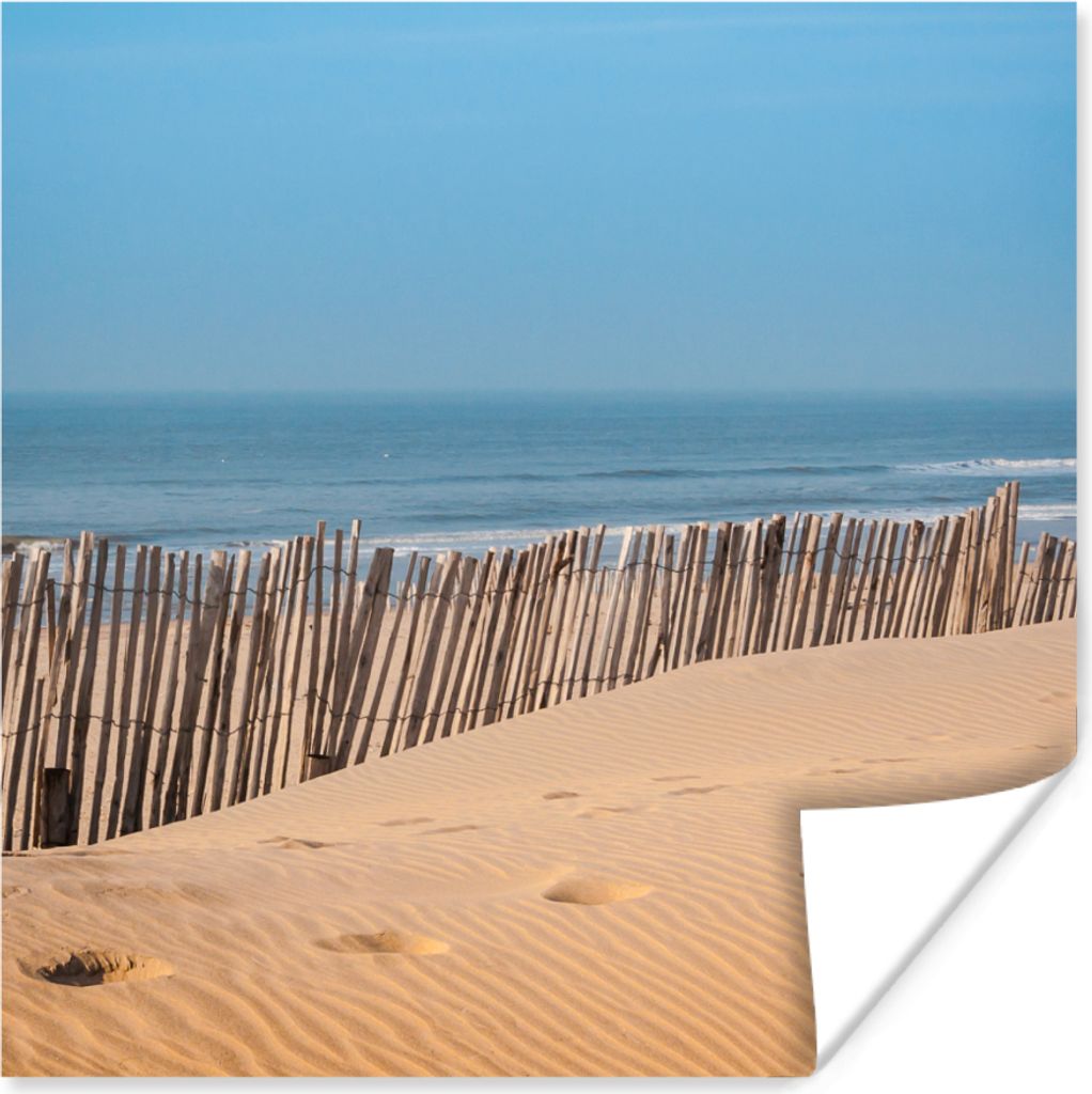 MuchoWow Poster Strand - Meer - Pfähle 50x50 cm - Wohnzimmerdekoration