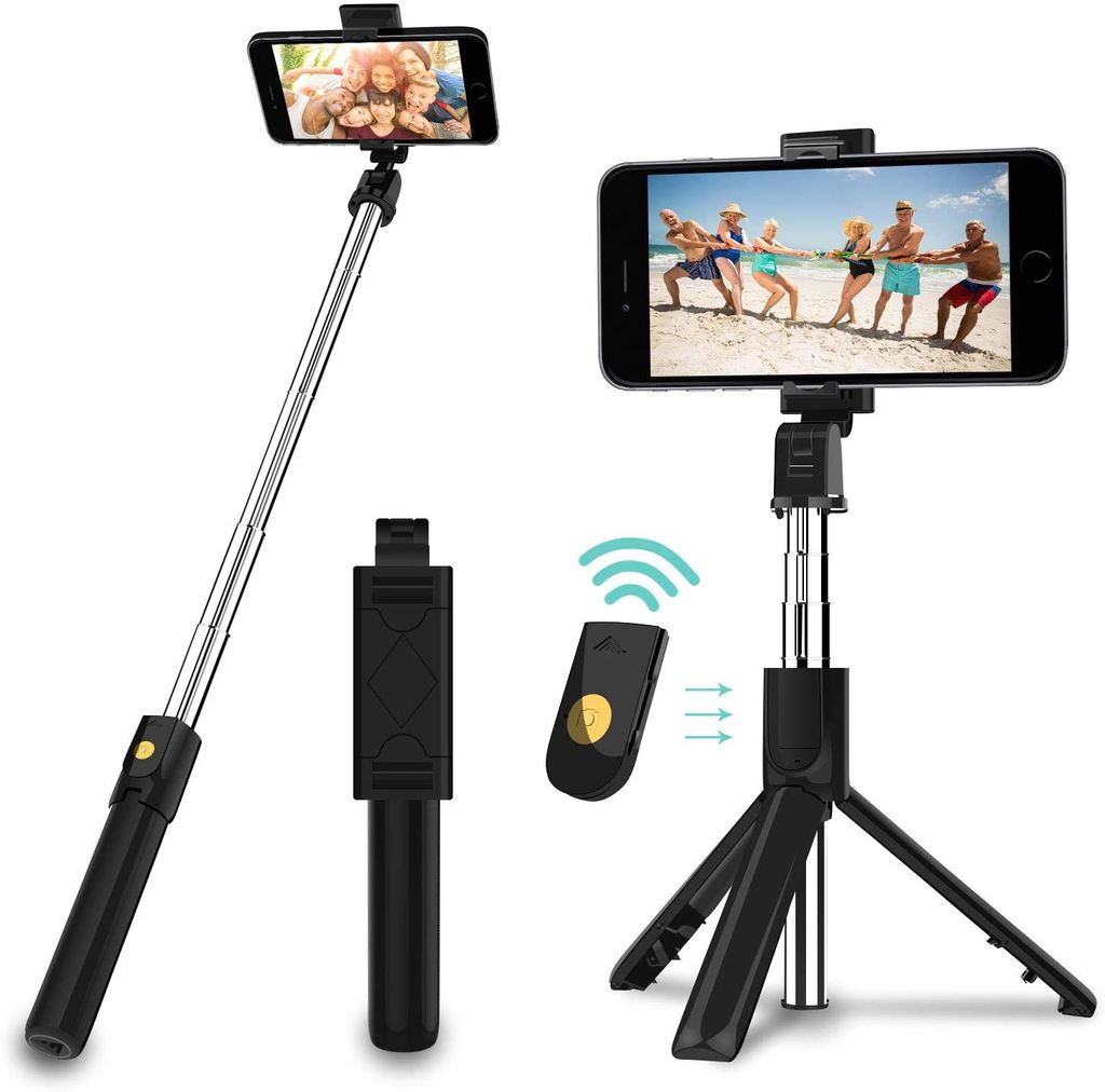 Selfie Stick Stativ mit Bluetooth Fernauslöser für iPhone und Galaxy Smartphones 