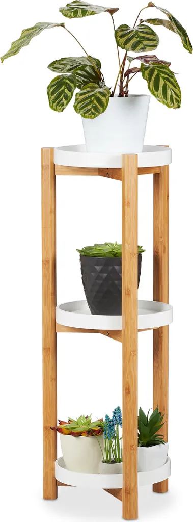 Support fleurs rond Relaxdays design métal noir avec plusieurs plateaux