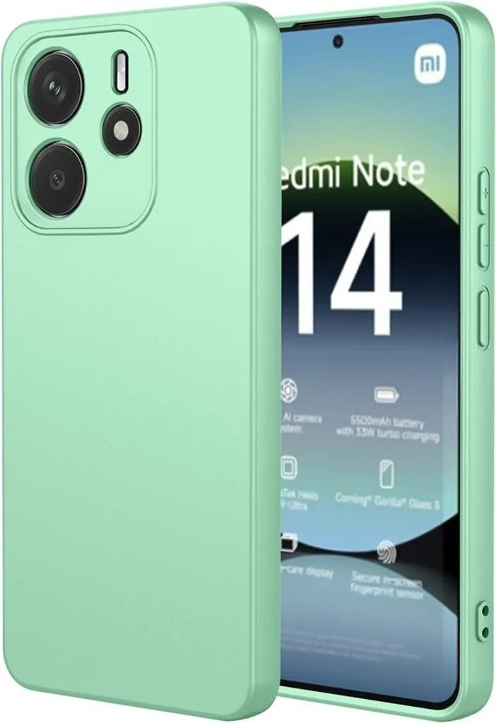 Custodia per Xiaomi Redmi Note 14 4G 164.8mm - Cover posteriore in silicone Phonesta Soft Silk - Verde matcha