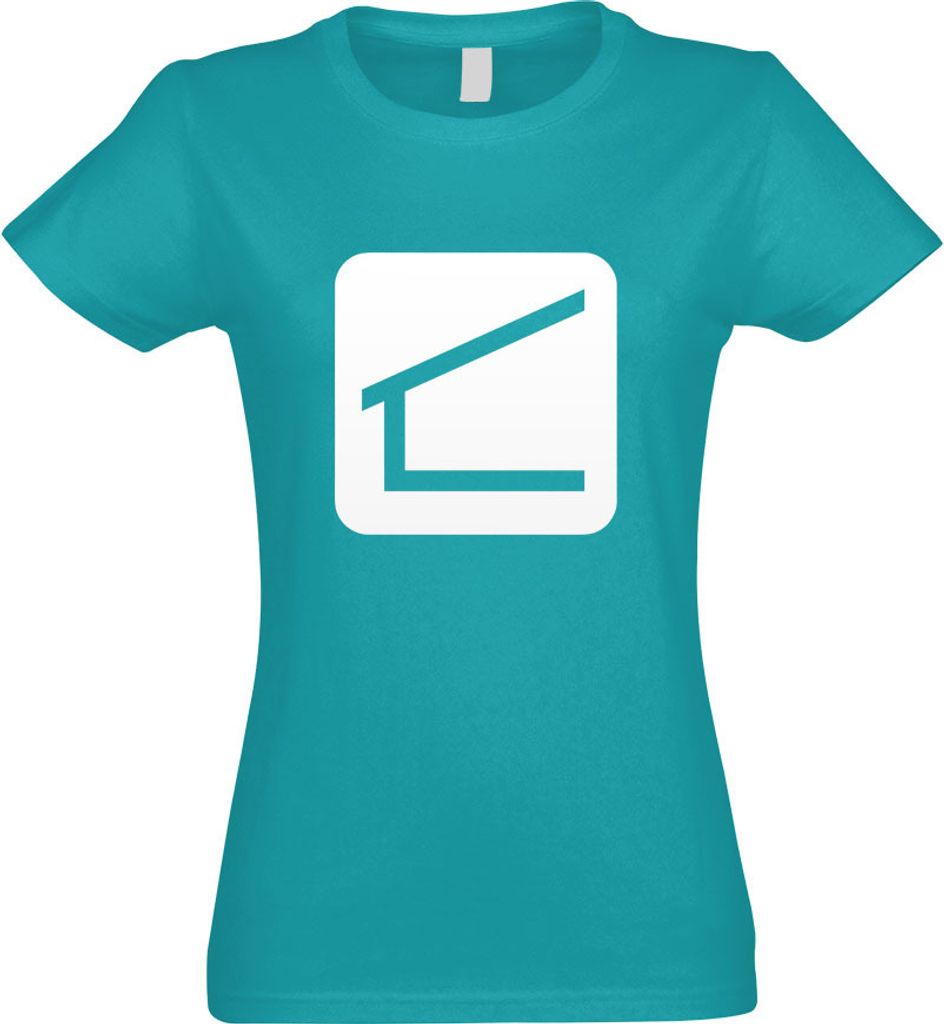 Kiwistar - T-Shirt tailliert - Damen - türkis - Unterstand Schutz Piktogramme - mit Motiv Bedruckt - Funshirt Design - Sport - Freizeit - Damen - XXL