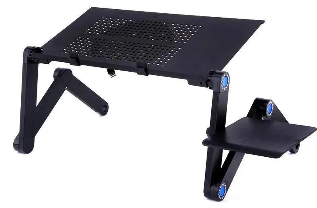 Bureau pliable PC portable alu ventilé pour canapé et lit - Noir